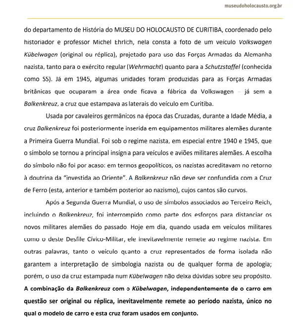 Parecer do Museu do Holocausto de Curitiba sobre símbolo nazista desfilou no 7 de setembro Parecer do Museu do Holocausto de Curitiba sobre símbolo nazista desfilou no 7 de setembro