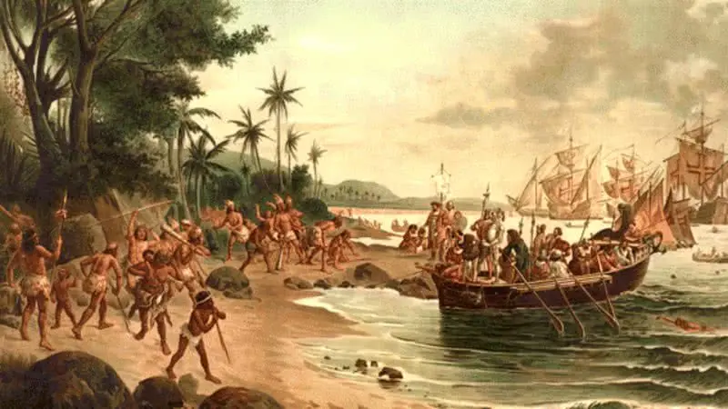 Tela de Oscar Pereira da Silva sobre o desembarque de Cabral em Porto Seguro Tela de Oscar Pereira da Silva