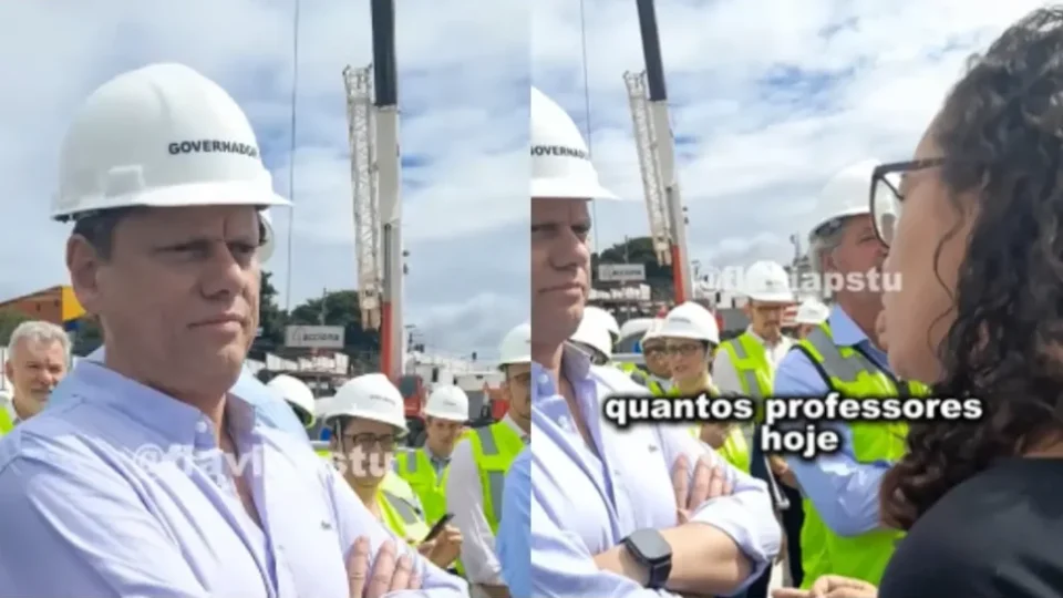 Professora da rede pública questiona Tarcísio sobre privatização do ensino e baixos salários