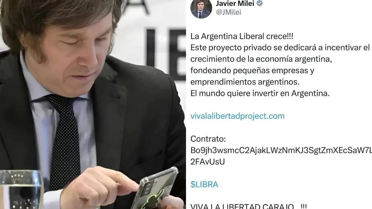 Tweet do golpe financeiro que, posteriormente, foi apagado por Javier Milei