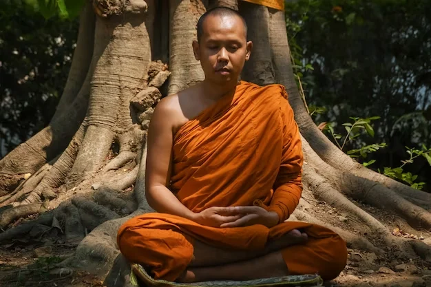 Em um tradicional retiro Vipassana as pessoas passam 10 dias em completo silêncio. Imagem: Freepik