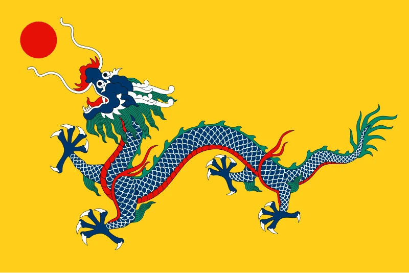 Bandeira dinastia Qing Bandeira da dinastia Qing (1889-1912). Imagem: Wikimedia Commons