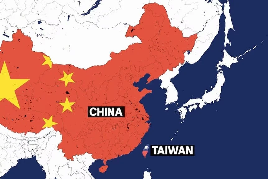 China e Taiwan Mapa representando as localizações geográficas de China e Taiwan. Imagem: reprodução