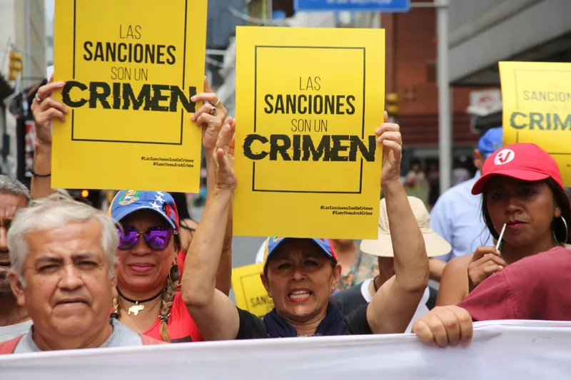 Sancoes Venezuela Manifestação em Caracas contra as sanções impostas à Venezuela. Imagem: Conselho Nacional de Direitos Humanos