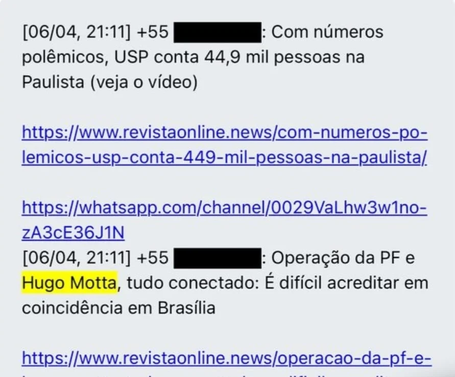 Mensagens contra Hugo Motta