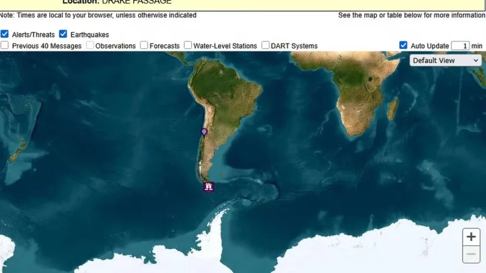 Chile emite alerta de tsunami após terremoto de magnitude 7,5 no extremo sul do país