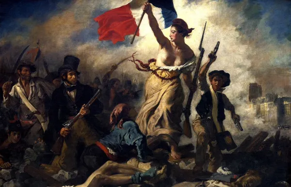 A Liberdade Guiando o Povo - Eugène Delacroix Pintura por Eugène Delacroix em 1830 para personificar os ideais da Revolução Francesa. Obra: A Liberdade Guiando o Povo - Eugène Delacroix