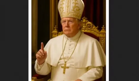 Presidente Trump publica foto vestido como papa e recebe críticas nas redes