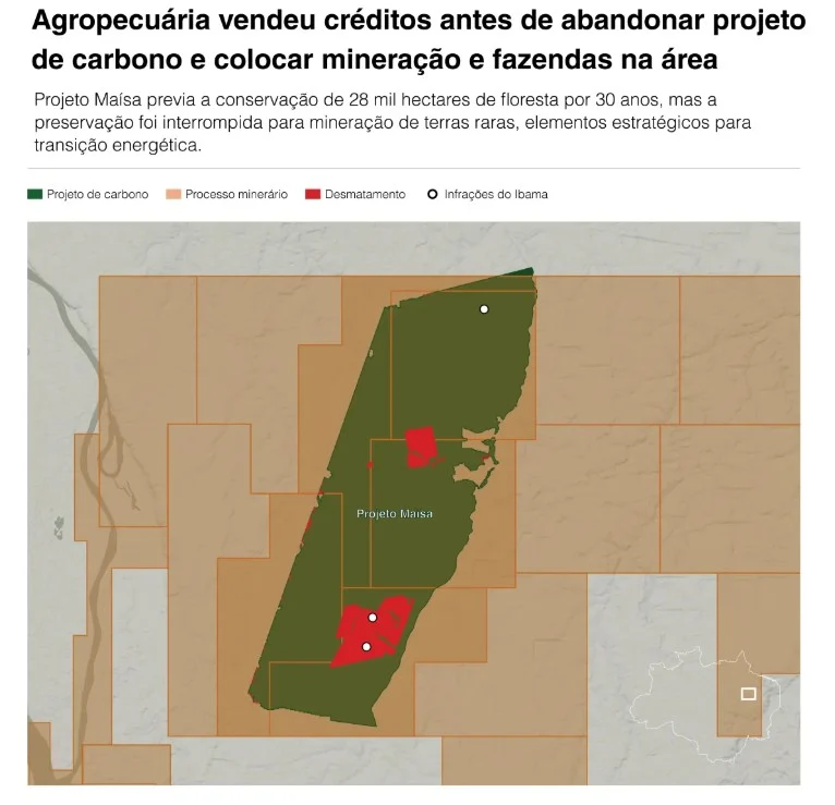 Projeto Maisa prevê conservação de floresta, mas preservação foi interrompida para mineração de terras raras