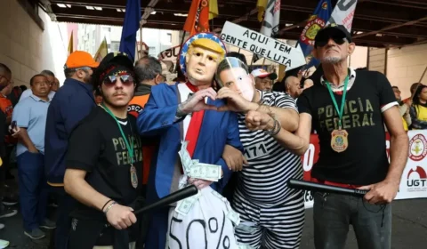 Ato de trabalhadores na 25 de Março repudia interferência de Trump