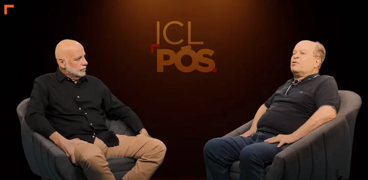 O sociólogo Jessé de Souza e o filósofo e ex-ministro da Educação do Brasil, Renato Janine Ribeiro, durante a exibição da aula magna de abertura da ICL Pós. Imagem: reprodução/ICL Pós