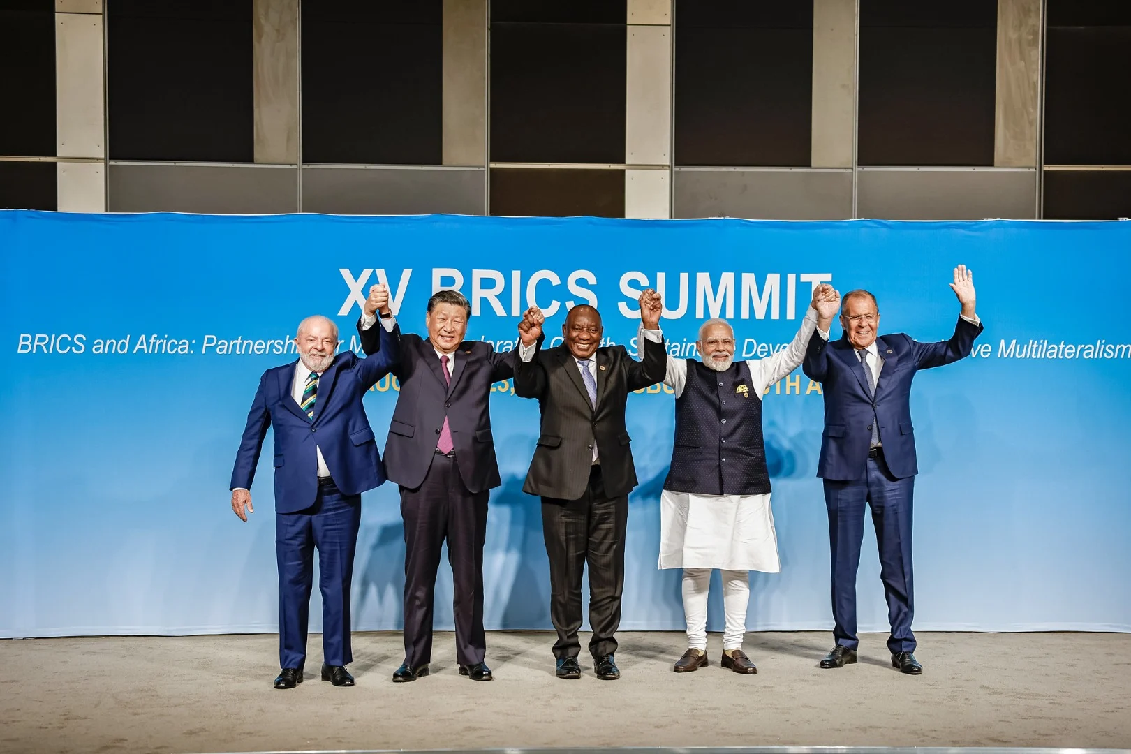 Líderes do BRICS celebram união e cooperação durante a XV Cúpula do bloco, realizada na África do Sul. Imagem: Arquivo Nacional 