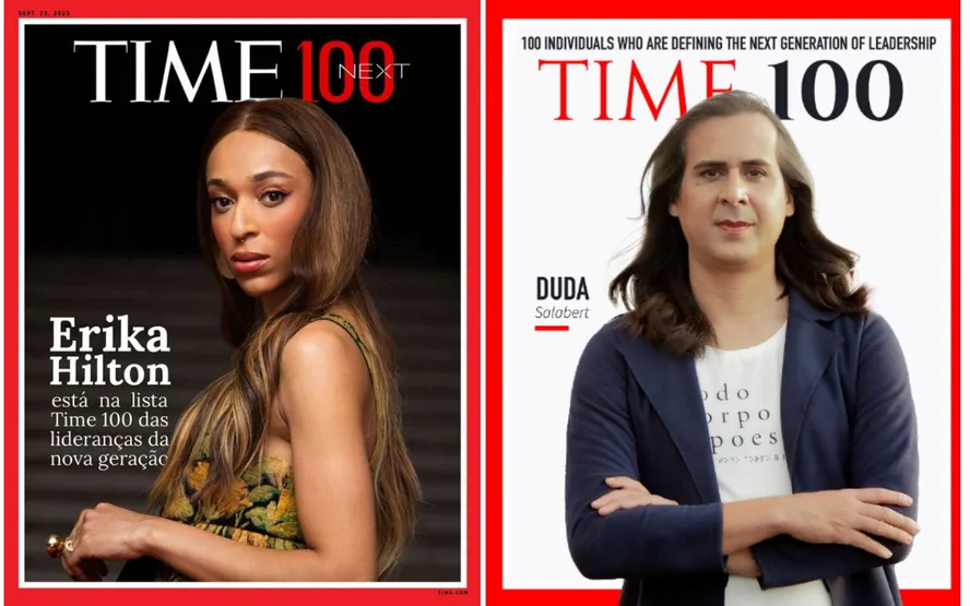 Erika Hilton e Duda Salabert, primeiras deputadas federais trans eleitas no Brasil, foram reconhecidas pela revista Time como duas das 100 lideranças mais influentes da atualidade. Imagem: Revista Time 