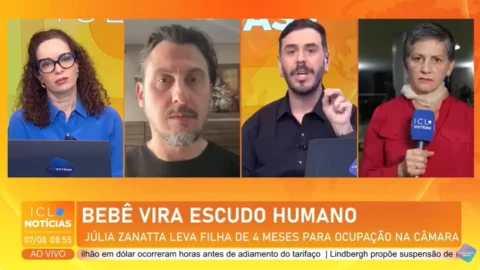 Deputada Julia Zanatta usa filha bebê de 4 meses como escudo humano