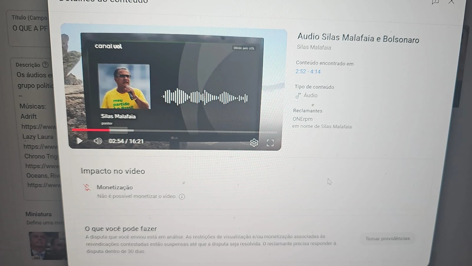 Jornalista acusa Malafaia de lucrar com direitos autorais de áudios da PF no YouTube 