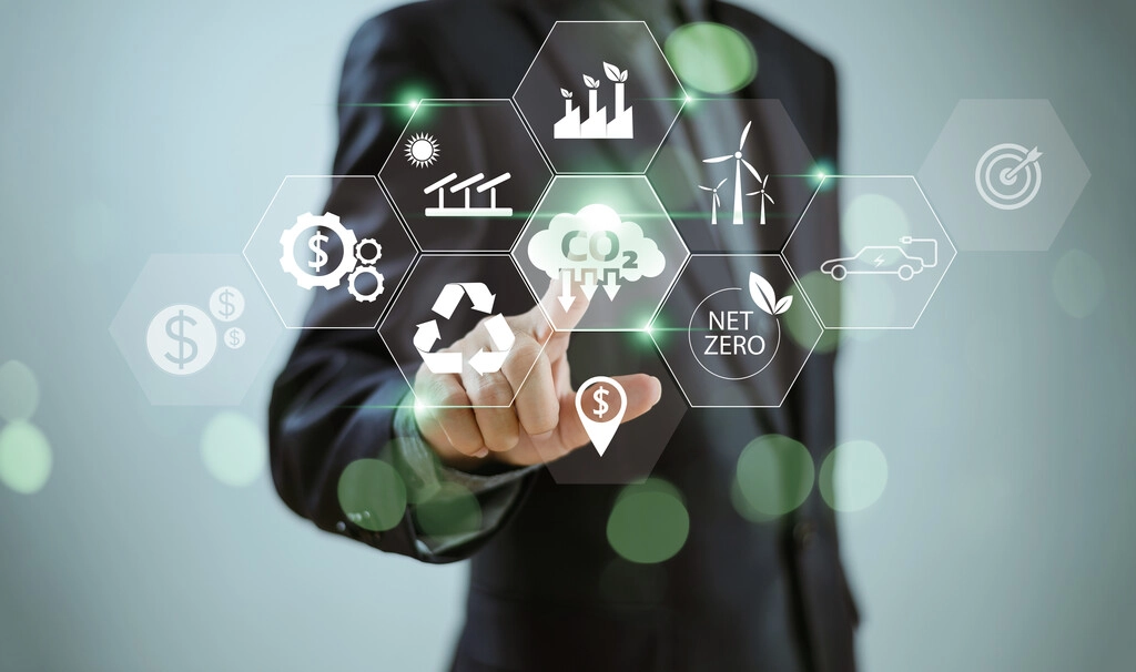 O mercado de carbono permite que empresas compensem as emissões financiando projetos sustentáveis, como reflorestamento e energia renovável. Imagem: reprodução