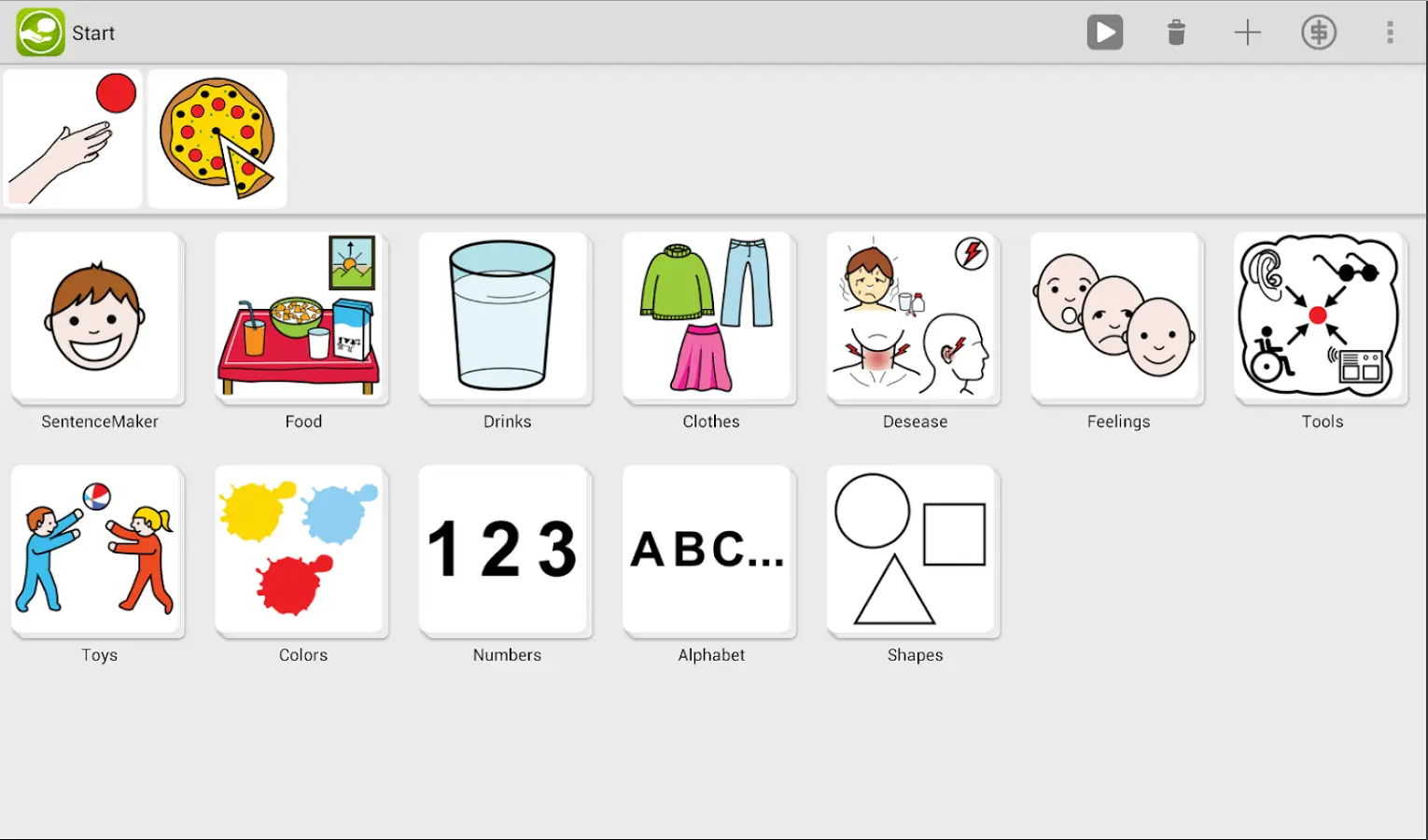 Com categorias visuais como comida, sentimentos e objetos, o LetMeTalk promove autonomia, inclusão e o direito à comunicação para quem enfrenta barreiras na fala ou linguagem. Imagem: Reab.me