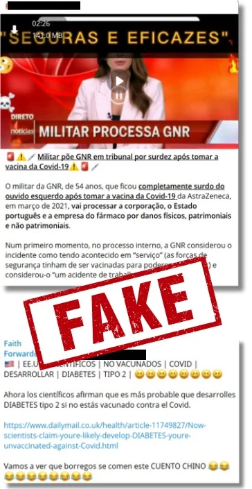 A pesquisa mapeou os 175 principais supostos danos causados pelas vacinas, divulgados nos grupos de desinformação. (Foto: Reprodução)