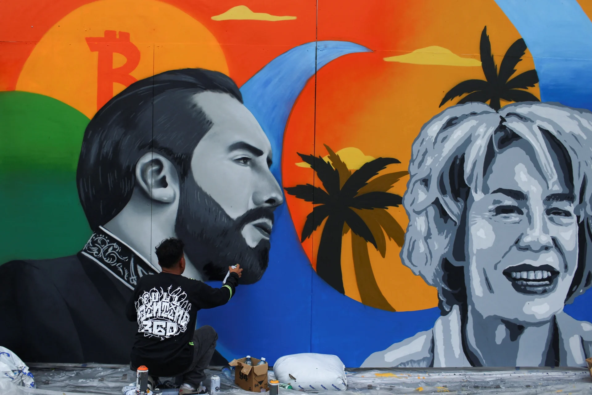 Grafite de Bukele. Crédito: Reuters/Folhapress