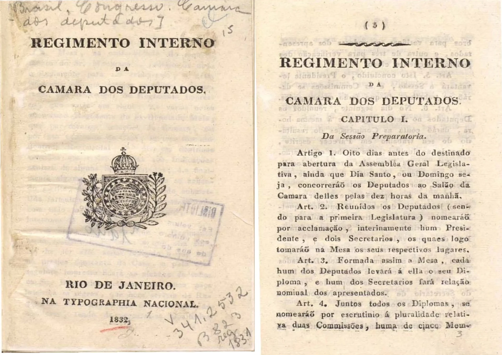 Regimento de 1832 da Câmara dos Deputados. Imagem: Arquivo Nacional 