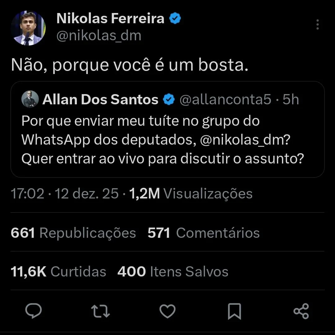 Nikolas xinga Allan dos Santos