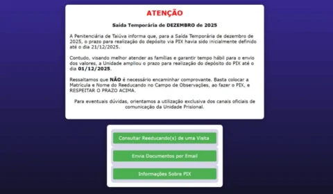 Penitenciária exige Pix para permitir ‘saidinha’ e mantém presos do semiaberto trancados