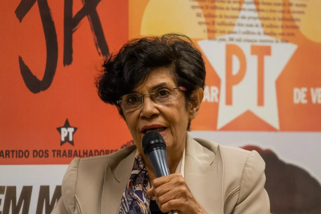 Marilena Chaui durante o segundo debate preparatório ao Congresso Nacional do PT em 2019. Foto: Partido dos Trabalhadores