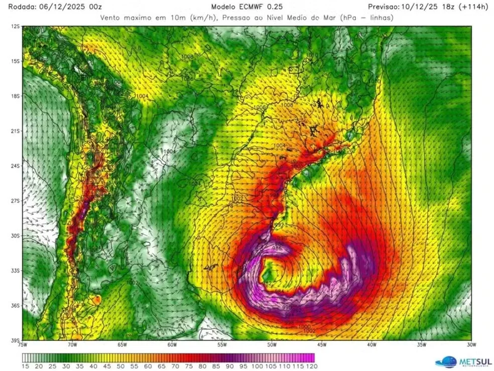 Ciclone deve causar temporais, granizo e ventos fortes no RS