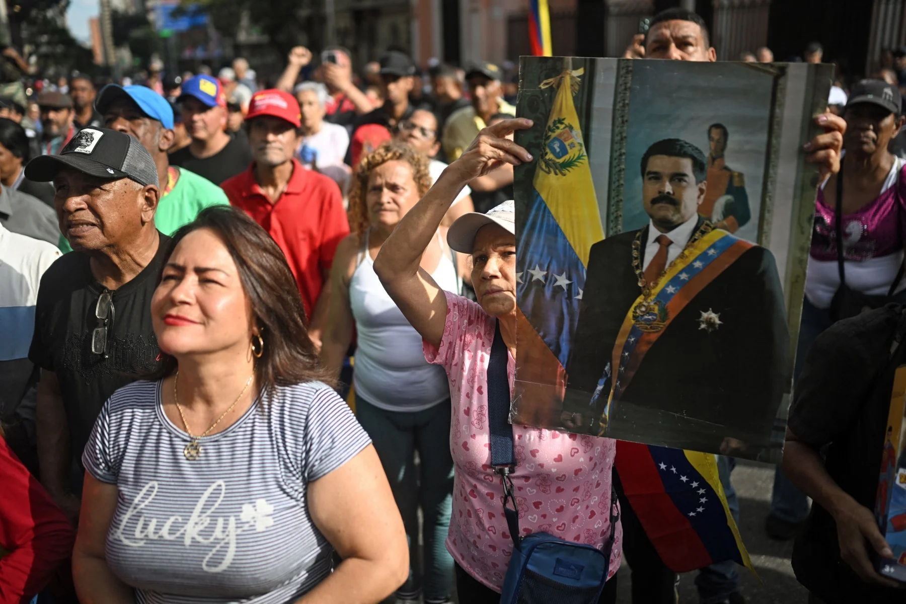 Protesto contra ação dos EUA na Venezuela. AFP
