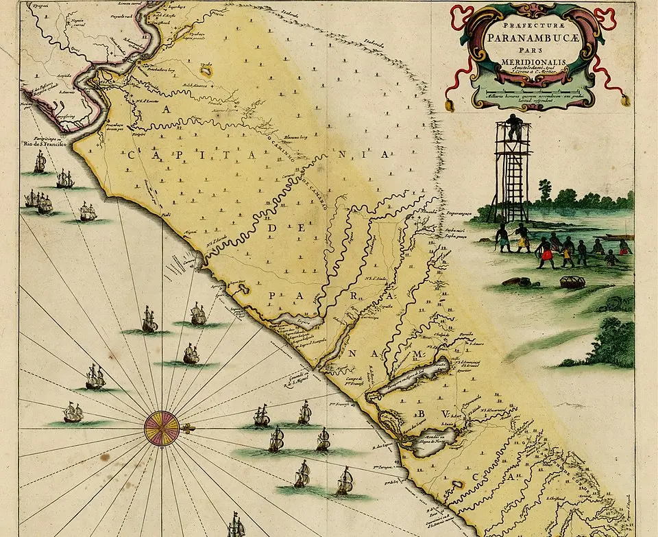 Representação Mapa Quilombo dos Palmares Mapa produzido em 1647 pelo pintor e gravurista holandês Frans Post, mostrando o Quilombo dos Palmares. Imagem: Acervo Coleção Brasiliana Itaú