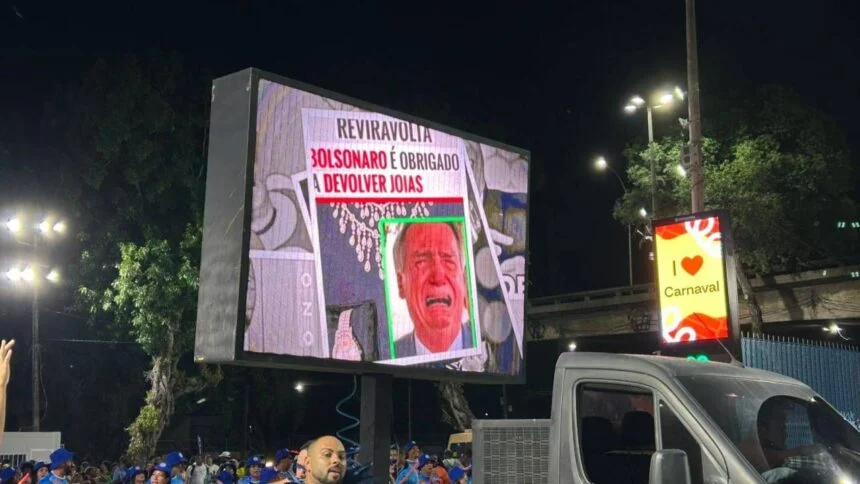 Meme exibido pela Acadêmicos de Niterói na Sapucaí.