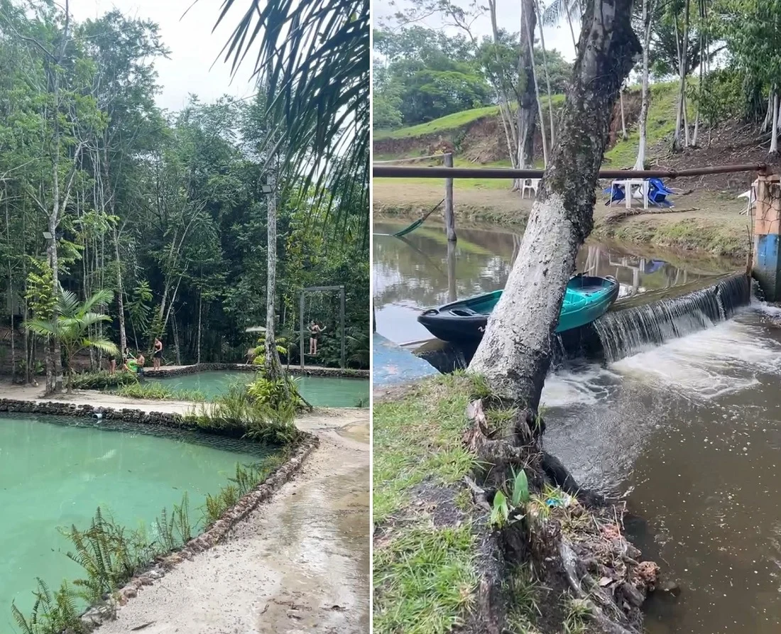 Em pousada no Acará, nascentes alimentam dois lagos artificiais; a água límpida depois corre pela mata e abastece igarapés da região (Foto: Adriano Wilkson/Repórter Brasil)