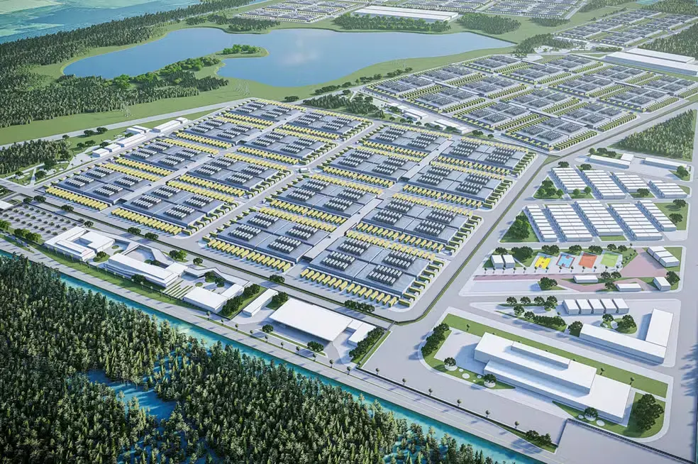 Projeto do Data Center Scala Al City, uma cidade de servidores para funcionamento da inteligência artificial, aprovado para ser construído no estado do Rio Grande do Sul. Foto: Scala Data Centers/Divulgação 