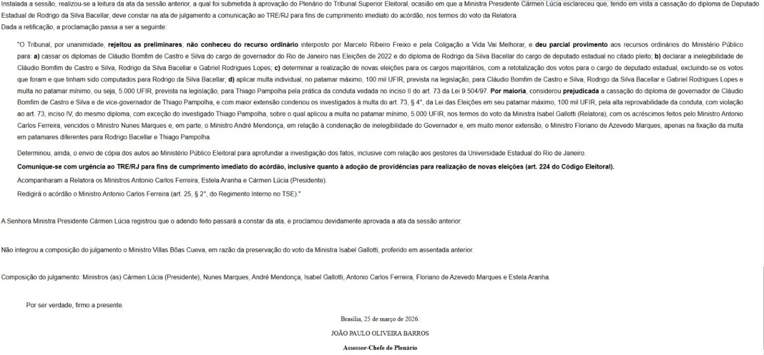 Certidão de julgamento de Cláudio Castro (PL) 