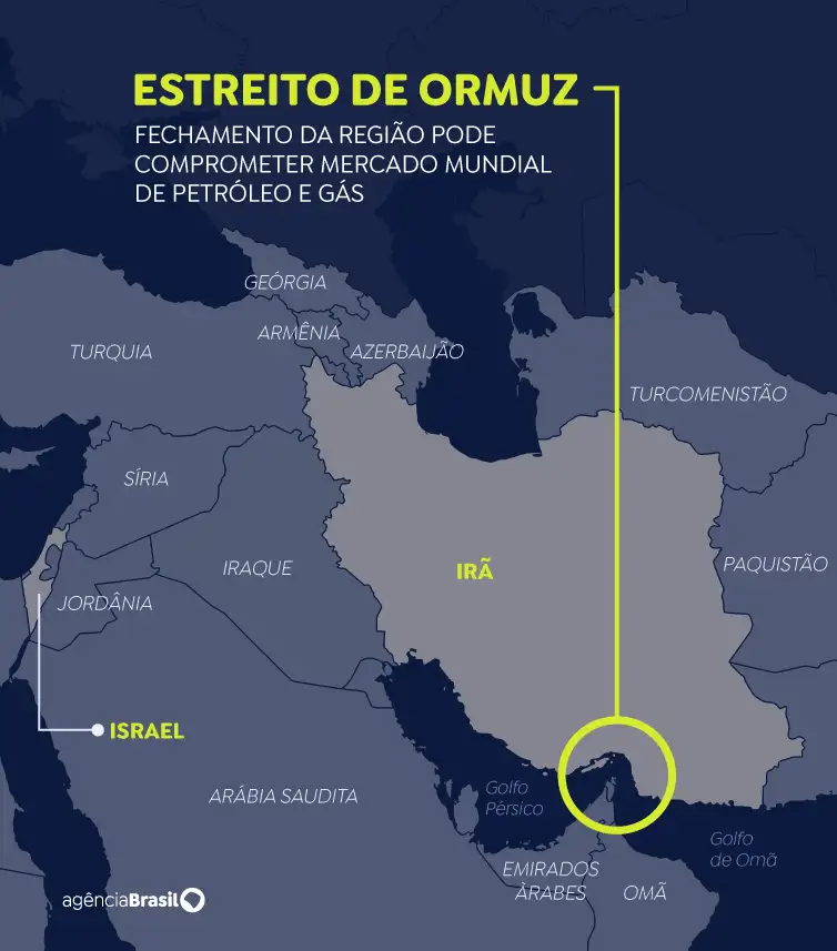 Mapa Estreito de Ormuz - Arte/EBC