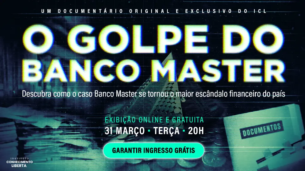 Documentário exclusivo do ICL Notícias "O Golpe do Banco Master", com exbicição gratuita em 31 de março de 2026, às 20h. As vagas são limitadas. Garanta seu ingresso.