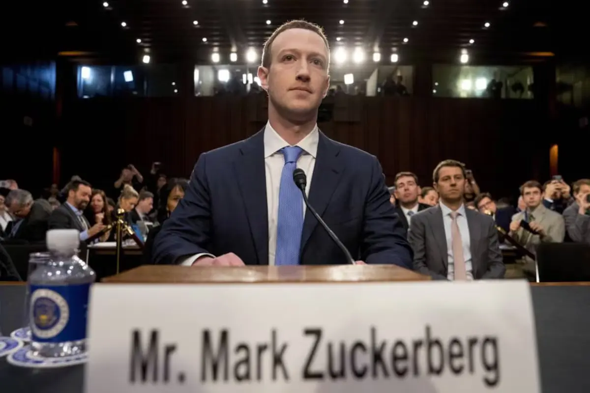 Mark Zuckerberg prestando depoimento no congresso dos EUA sobre o caso Cambridge Analytica.