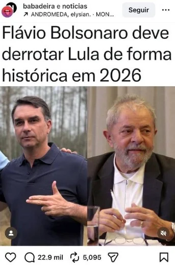 Publicação contra o governo Lula na página 'Babadeira'