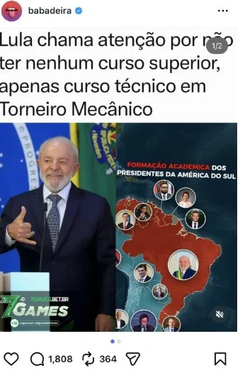 Publicação contra o governo Lula na página 'Babadeira'