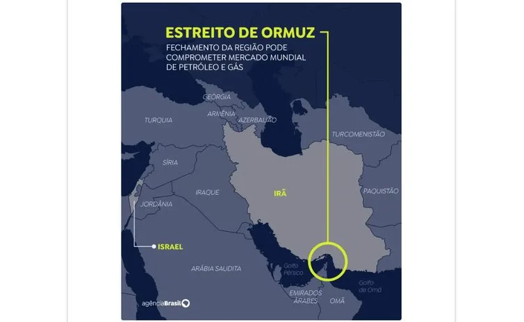 Mapa do Estreito de Ormuz. Foto: Arte / EBC