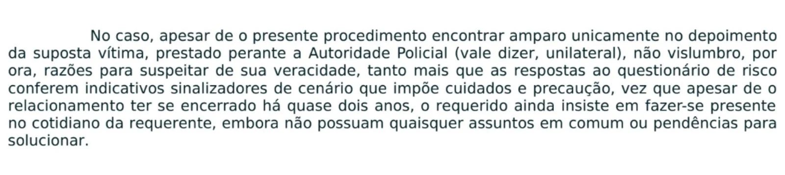 Trecho da decisão da juíza Lilian Telles de Sá Vieira, em 27 de novembro.