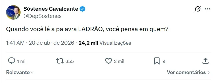 Sóstenes tenta lacrar em post e vira alvo de enxurrada de críticas