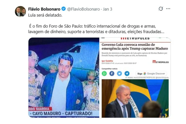 Post de Flávio Bolsonaro. (Foto: Reprodução)