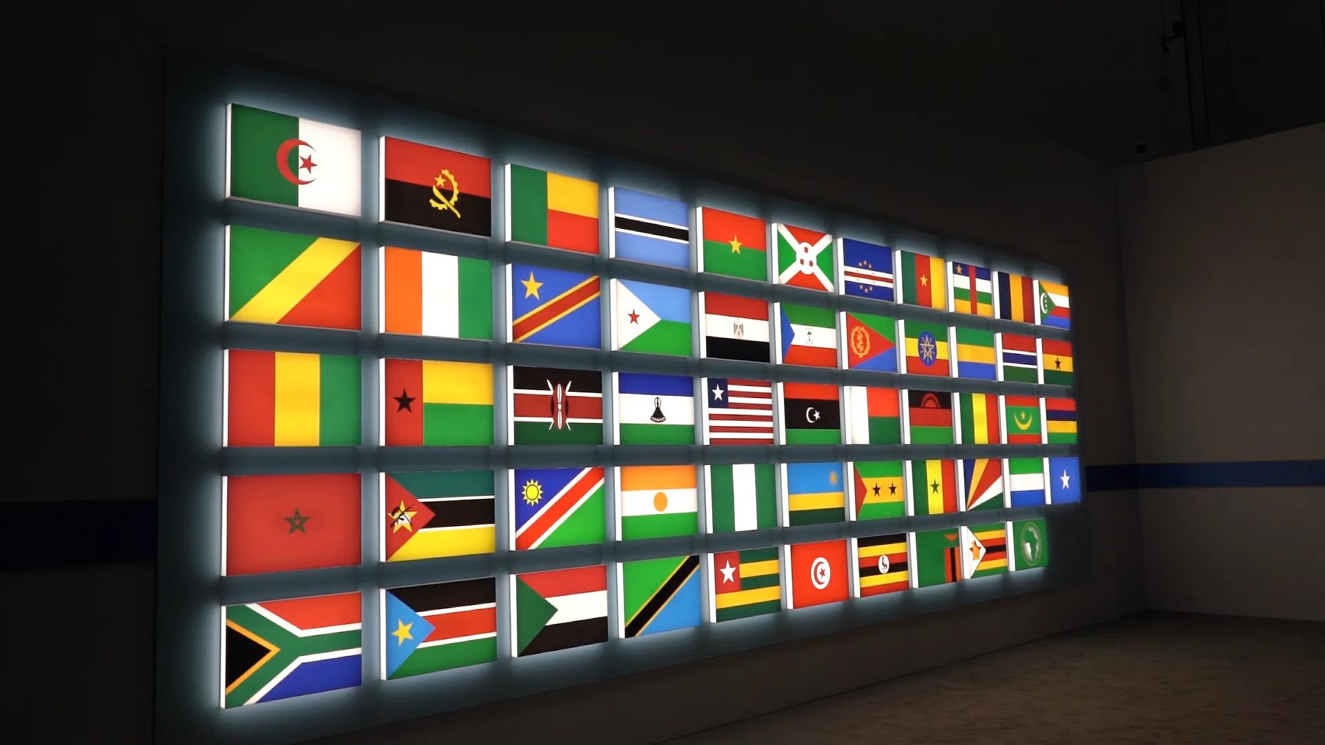 Bandeiras dos 53 países africanos que possuem relações diplomáticas com a China e da União Africana no Fórum de Cooperação China-África | Crédito: Mauro Ramos/Brasil de Fato