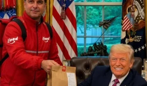 Foto de Flávio Bolsonaro com Trump rende enxurrada de memes nas redes