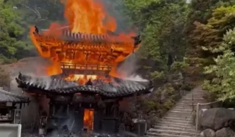 Incêndio atinge templo budista que abrigava ‘chama eterna’ no Japão