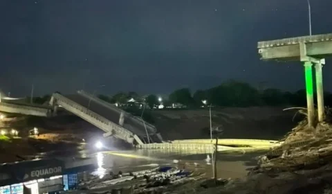 Ponte inaugurada há dois anos que custou R$ 36 milhões desaba sobre rio no Acre; veja