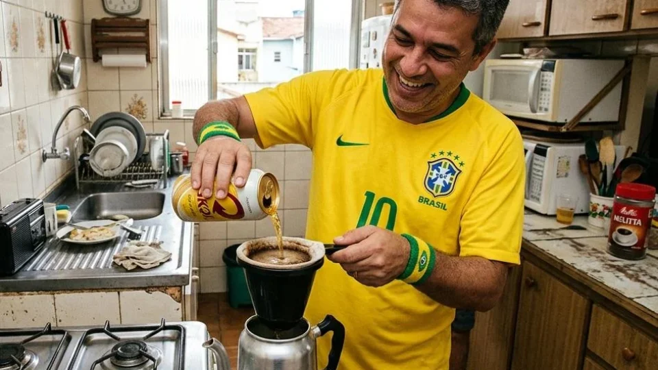 Sensacionalista: Dia de jogo: brasileiros passam café usando cerveja no lugar da água