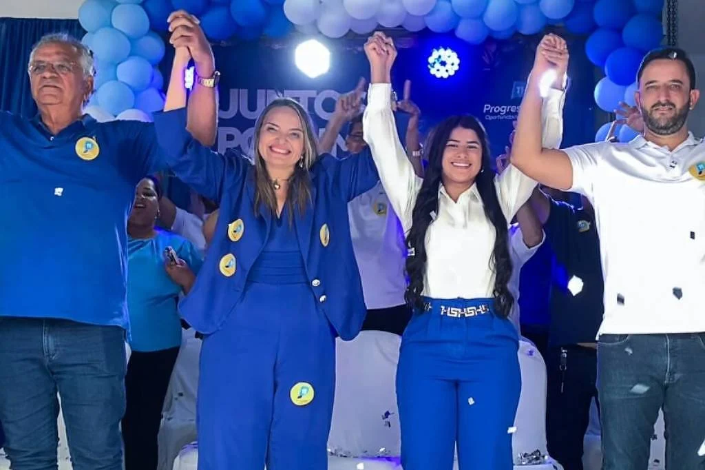 Arnaldo Higino, Suzy Higino, Mara Higino e Teo Higino na convenção do PP em Olho D'Água Grande, em 2024 - Divulgação/PP
