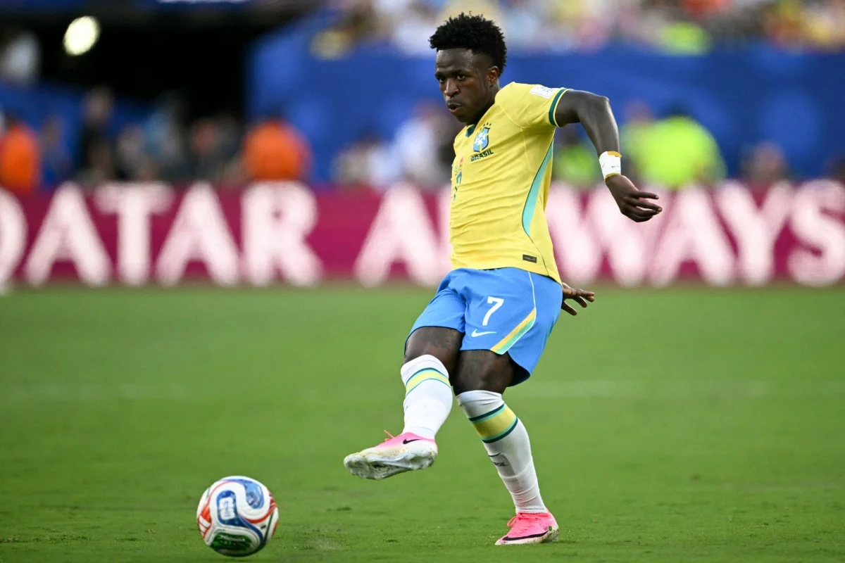Vinicius Jr no primeiro jogo do Brasil na Copa 2026. Foto: AFP